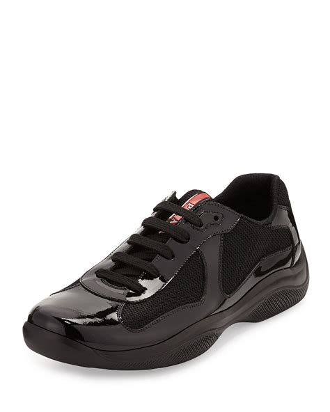 Prada Punta Ala Leather Sneaker, Black 